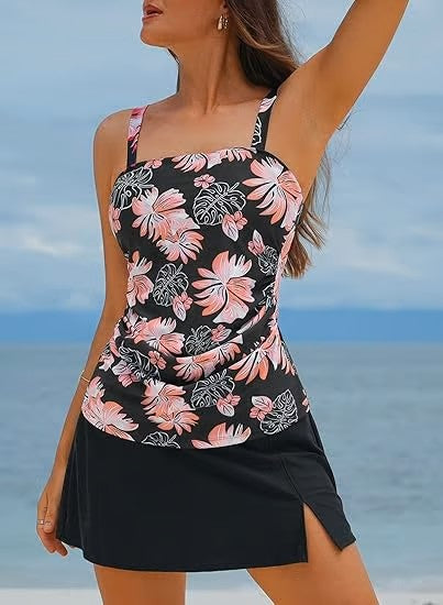 Women Vintage Tummy Control Two Piece Tankini Swimsuits