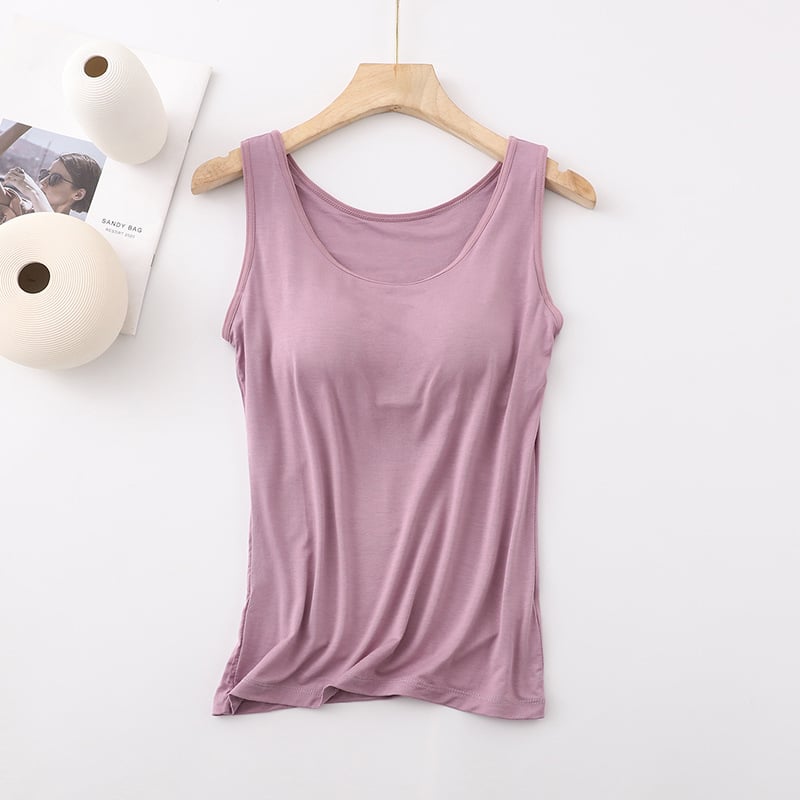 Women's Classic Solid Colour Built-in Bra Tank Top