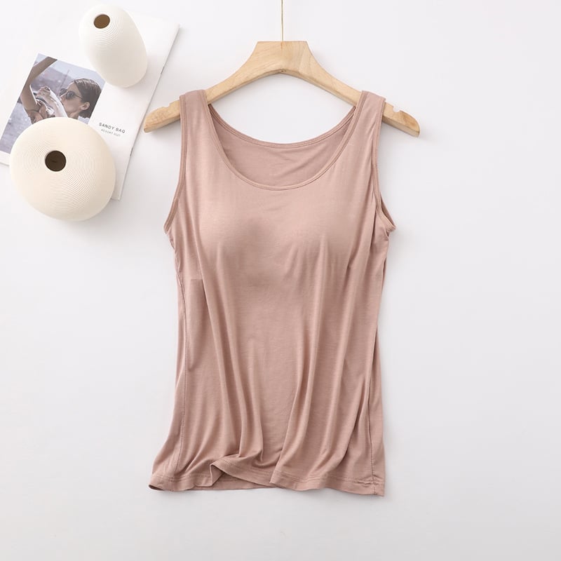 Women's Classic Solid Colour Built-in Bra Tank Top