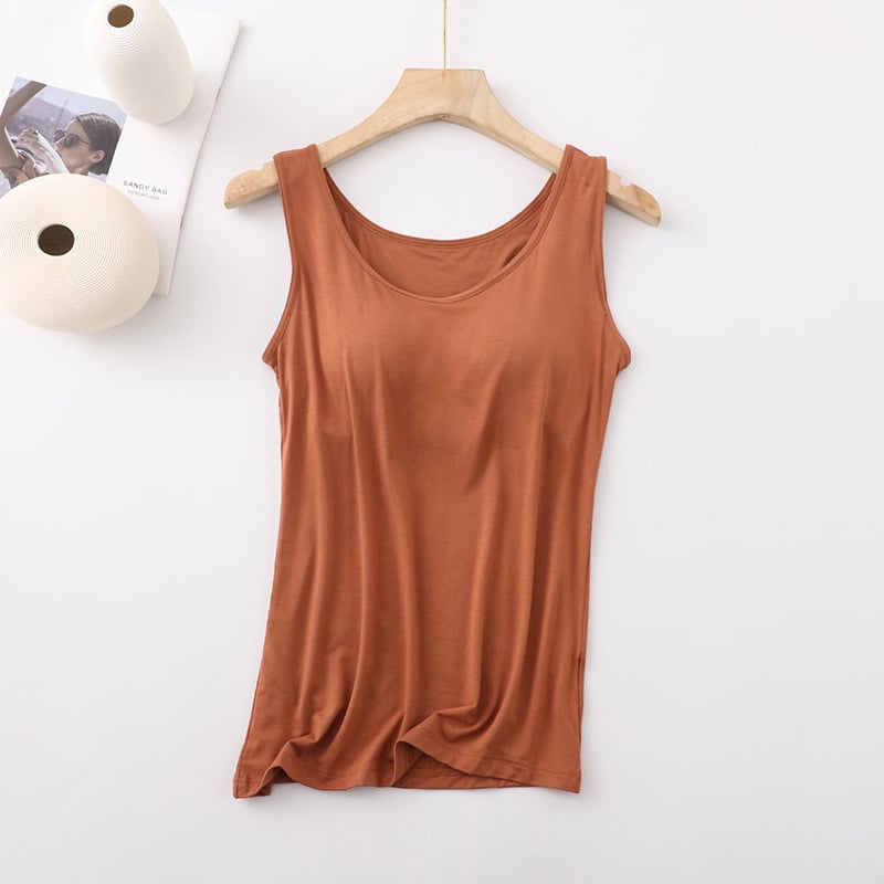 Women's Classic Solid Colour Built-in Bra Tank Top