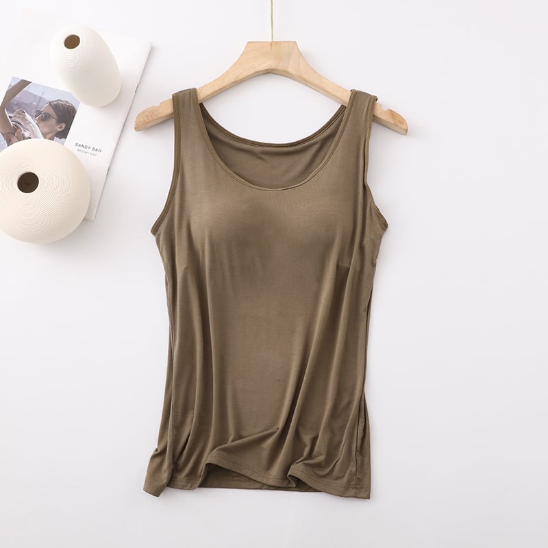 Women's Classic Solid Colour Built-in Bra Tank Top