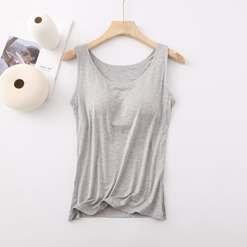 Women's Classic Solid Colour Built-in Bra Tank Top