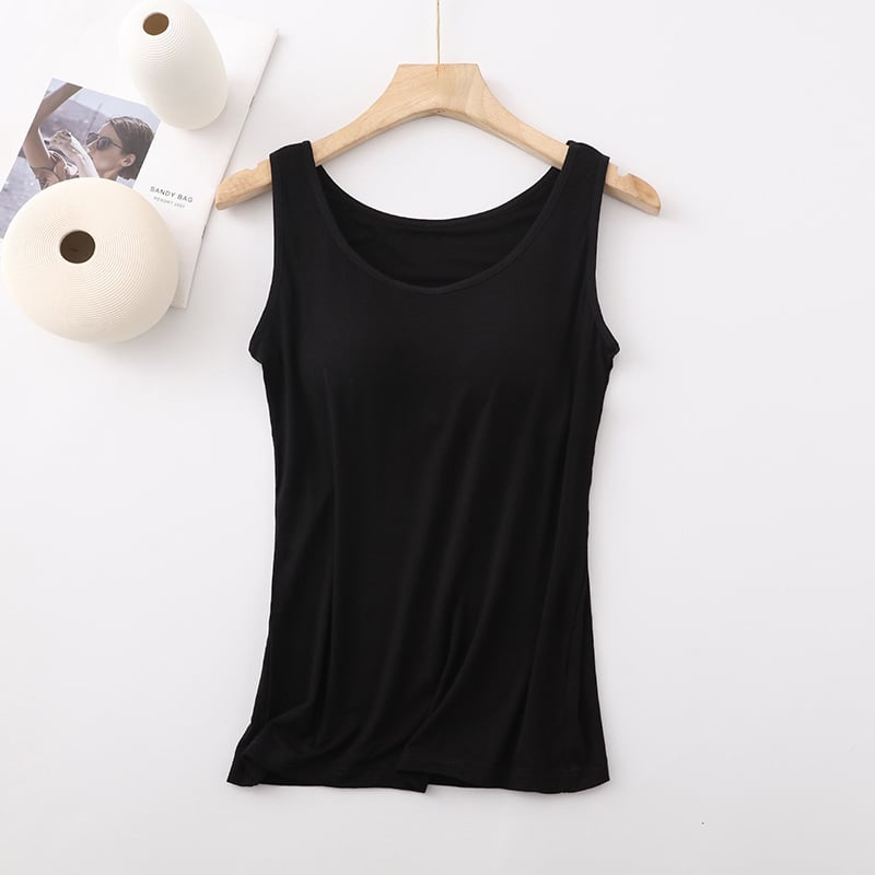 Women's Classic Solid Colour Built-in Bra Tank Top