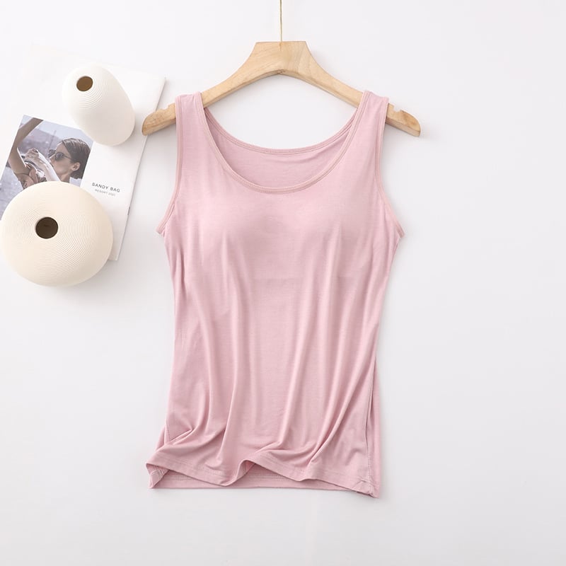 Women's Classic Solid Colour Built-in Bra Tank Top