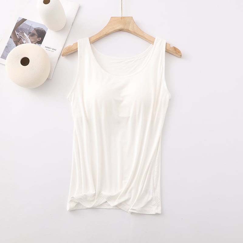 Women's Classic Solid Colour Built-in Bra Tank Top