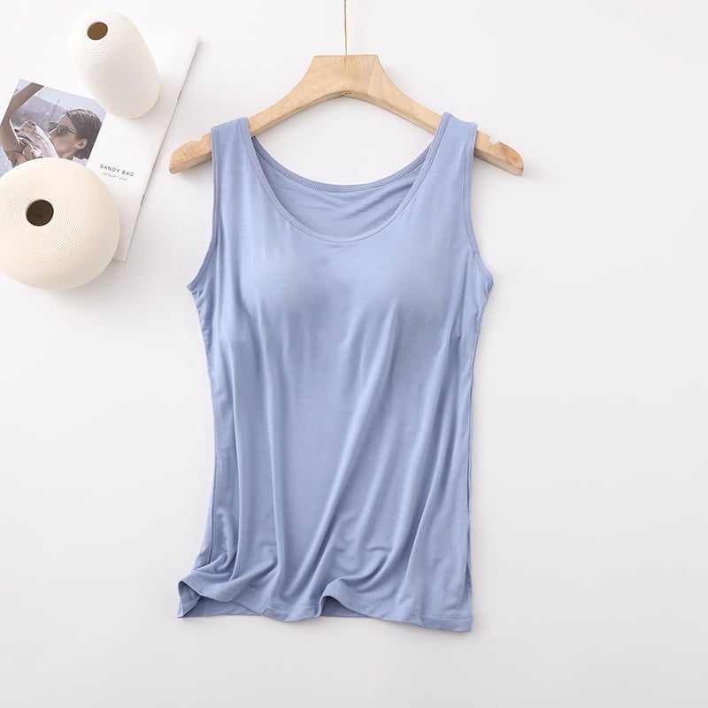 Women's Classic Solid Colour Built-in Bra Tank Top
