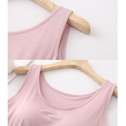 Women's Classic Solid Colour Built-in Bra Tank Top