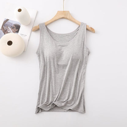 Women's Classic Solid Colour Built-in Bra Tank Top